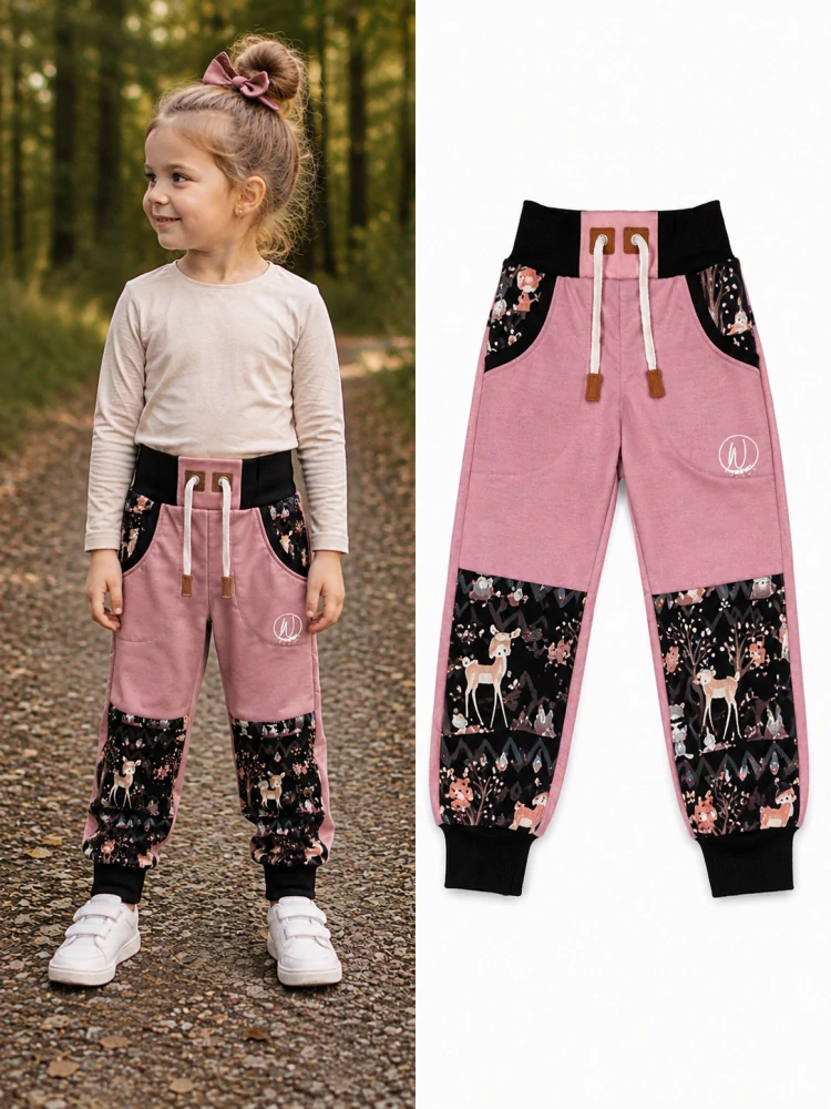 Softshellové kalhoty Premium-starorůžová/zvířátka