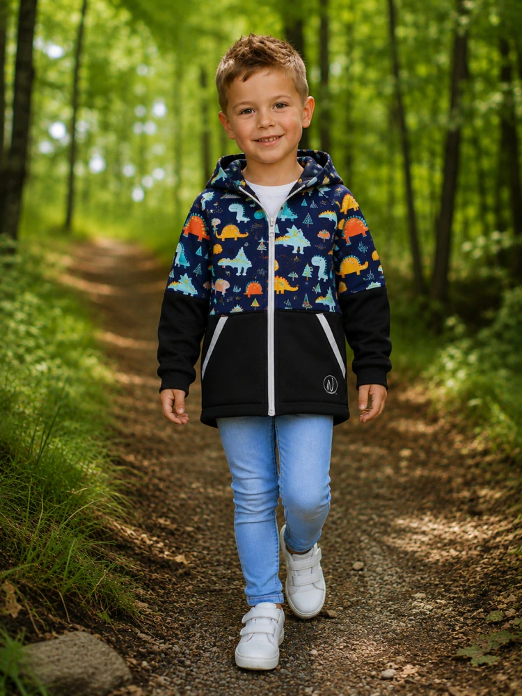 Softshellová bunda klasik-černá/dino