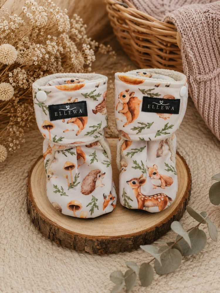 Capáčky Softshell/fleece-zvířátka na béžové