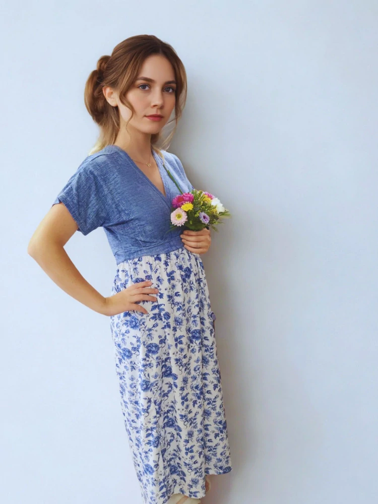 Dámské šaty dlouhé modrá/blue Flowers