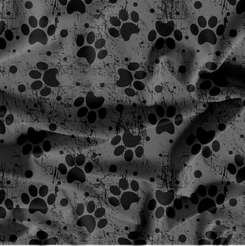 Skrunchie umělé hedvábí S-tlapičky antracit