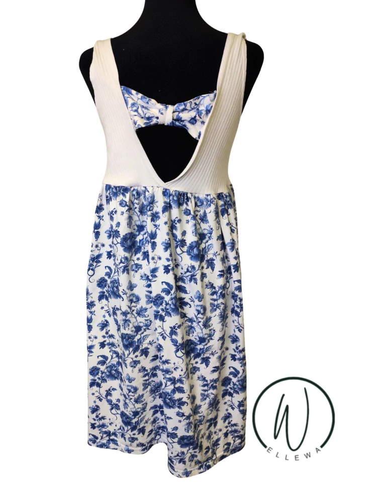 Dámské šaty bavlněné -blue flowers