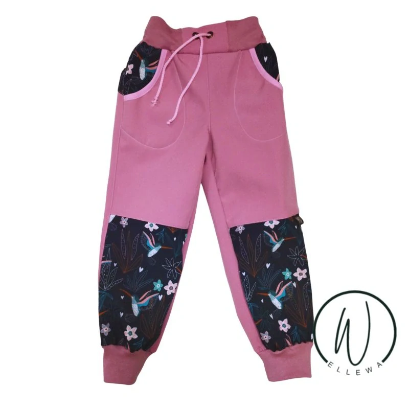 Softshellové kalhoty klasik -starorůžová světlá/kolibřík 