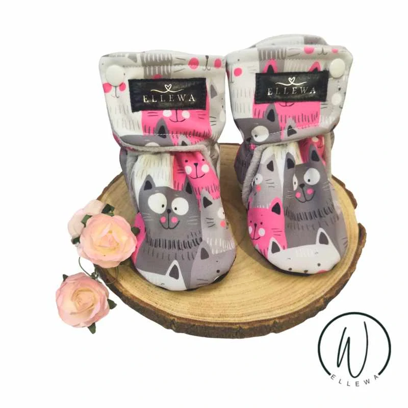 Capáčky Softshell/fleece -kočky růžová