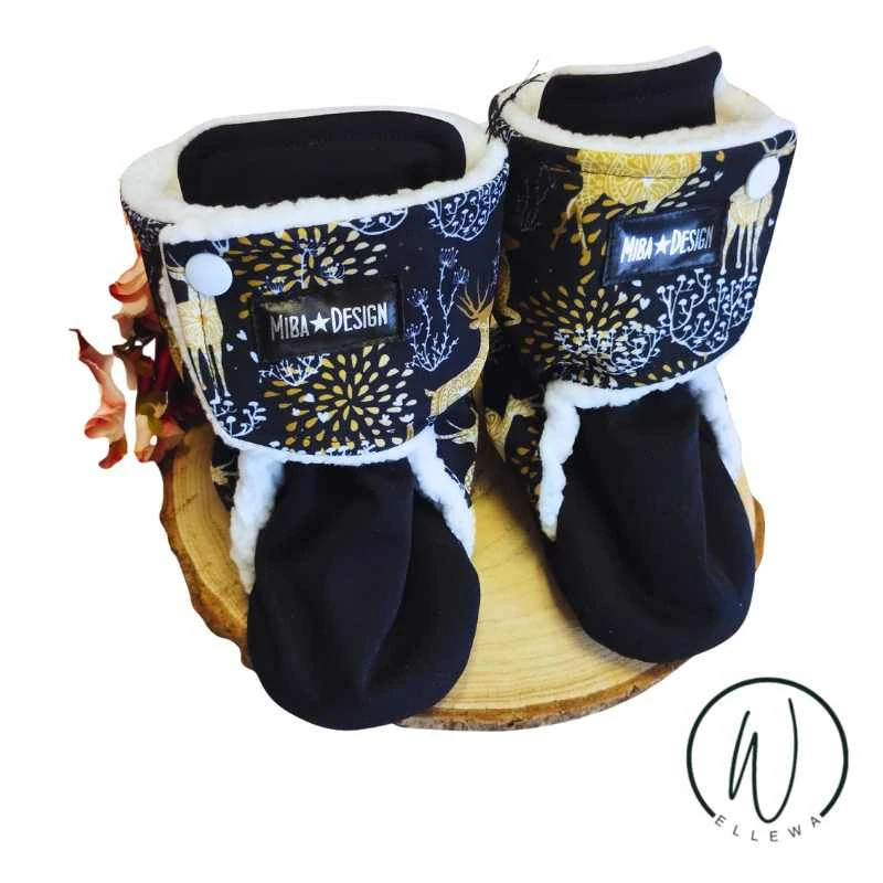 Capáčky softshell/fleece-zlaté jeleni