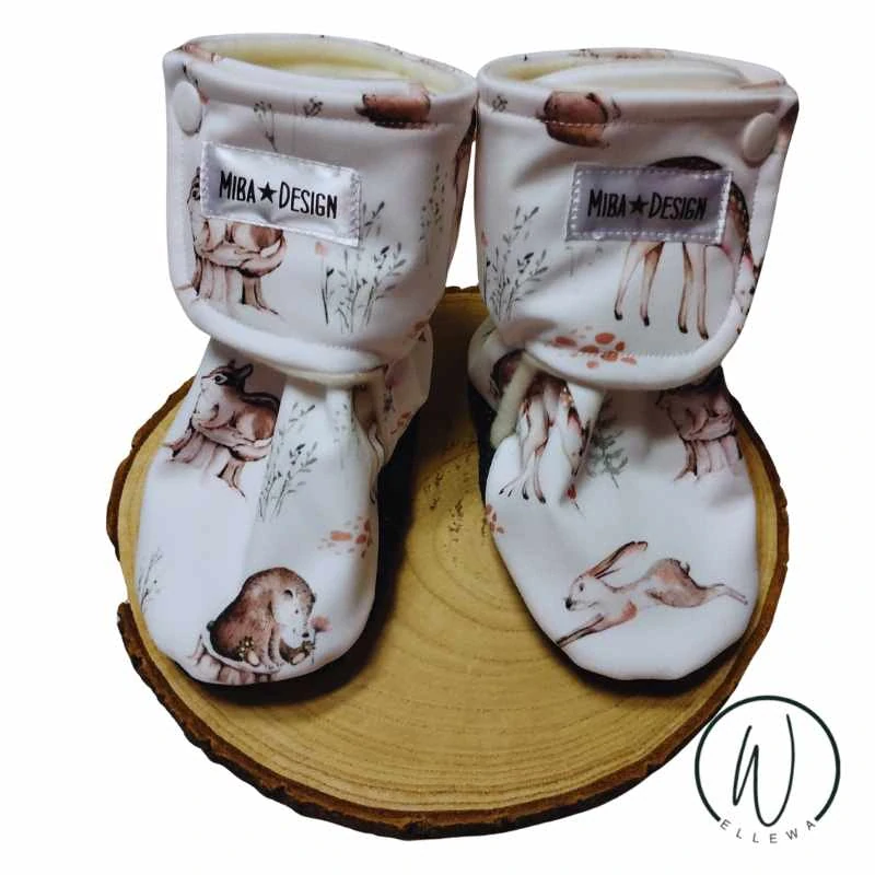 Capáčky softshell/fleece-zvířátka na bílé