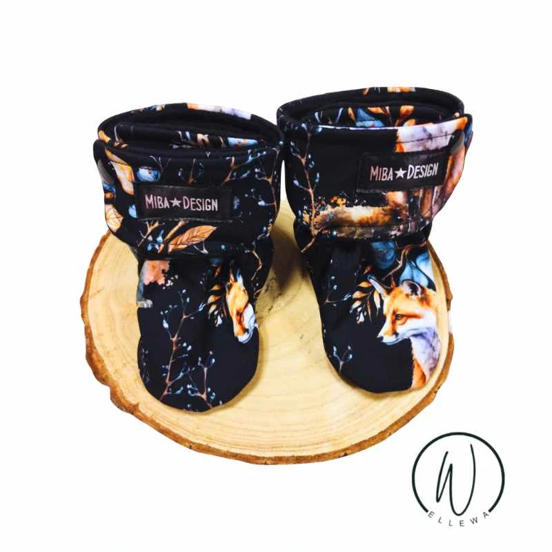 Capáčky softshell/fleece-liška modré listy