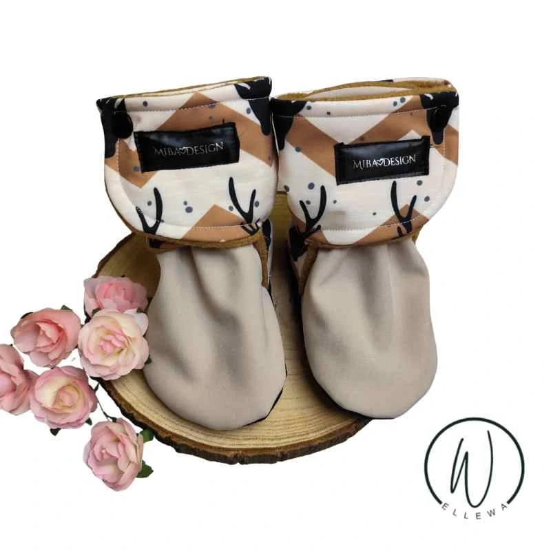 Capáčky Softshell/fleece-cik cak jeleni