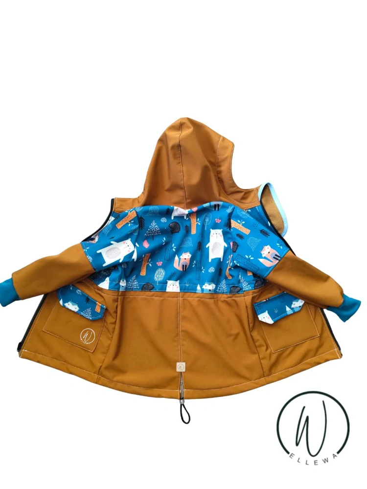 Softshell kabátek medvědi petolej/karamel