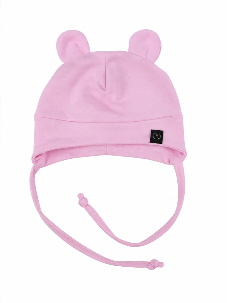 Čepička s oušky -baby růžová