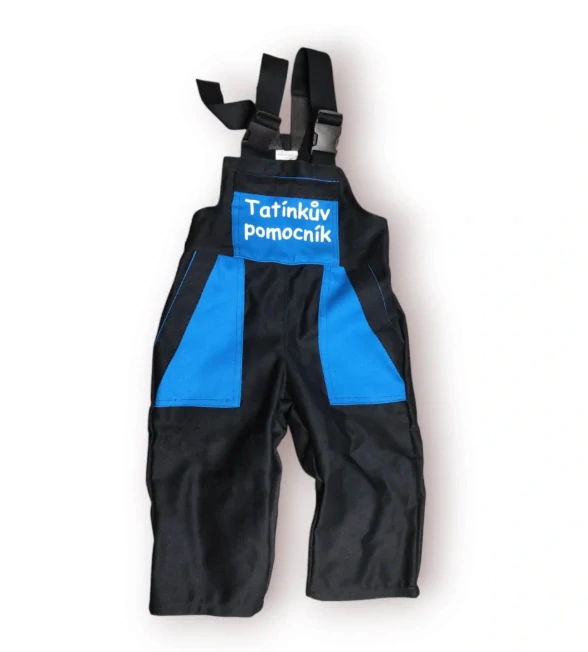 Montérky klasik černá+modré kapsy - s potiskem