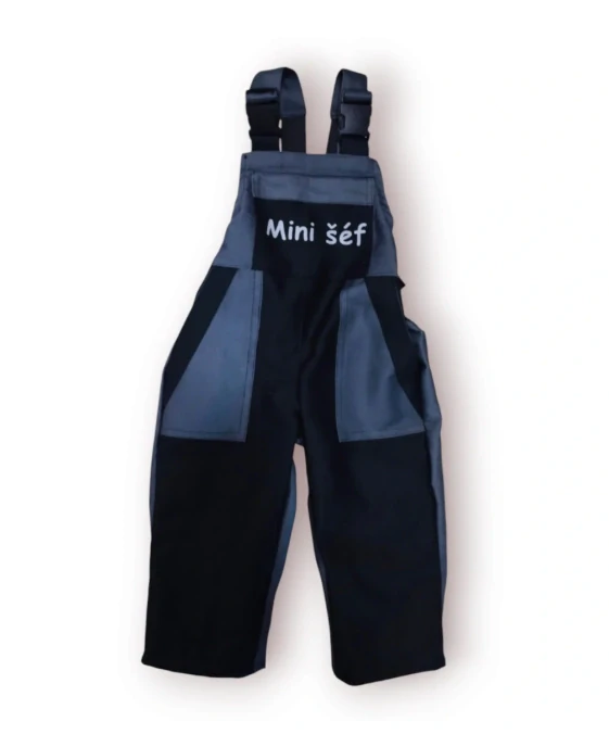 Montérky klasik šedá/černá - s potiskem