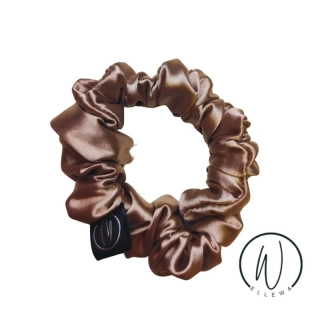 Skrunchie saténová S-capucino hnědá