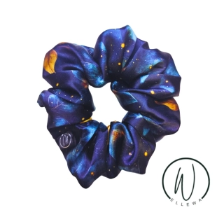 Skrunchie saténová L - zlaté listy