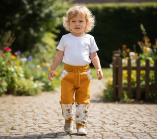 Softshellové kalhoty Klasik -hořčicová/včeličky