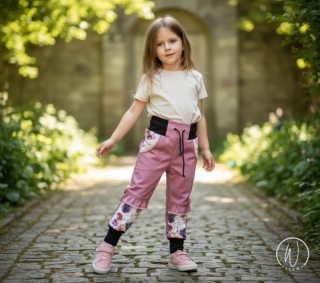 Softshellové kalhoty klasik -starofialová/víla +volánky