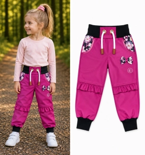 Softshellové kalhoty Premium-ostružina/volánky +třešně