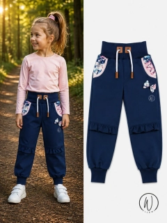 Softshellové kalhoty Premium -tmavě modrá/třešně/volánky