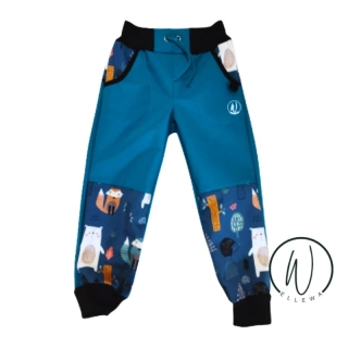 Softshellové kalhoty Klasik-petrolej/medvědi