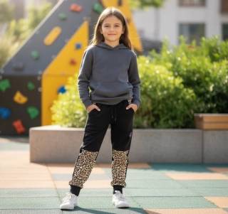 Softshellové kalhoty klasik -černá/geopard hnědá