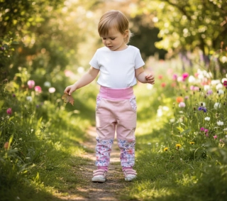 Softshellové kalhoty klasik-jednorožec a květy na bílé