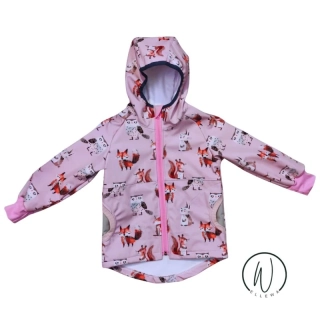 Softshellová bunda -zvířátka na růžové