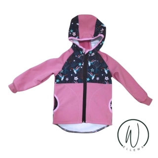 Softshellová bunda -starorůžová/kolibřík