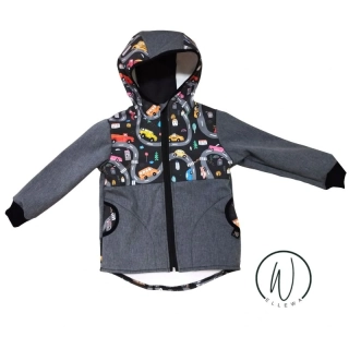 Softshellová bunda-šedý melír/auta silnice