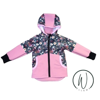 Softshellová bunda -starorůžová/akvarel květy