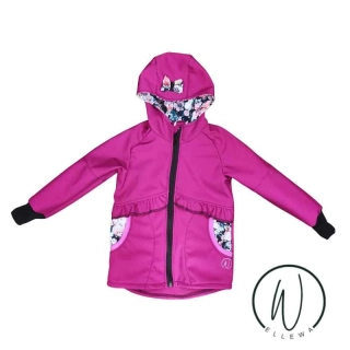 Softshellová bunda Premium -ostružina/třešně s volánky+mašle