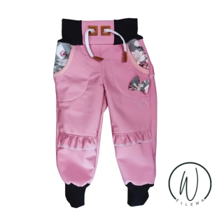 Softshellové kalhoty Premium -starorůžová/květy