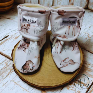 Capáčky softshell/fleece-zvířátka na bílé