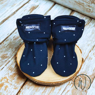 Capáčky softshell/fleece-tečky na černé