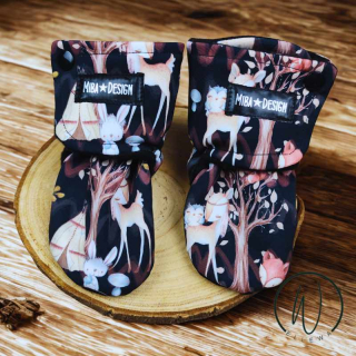 Capáčky softshell/fleece-zvířátka na černé