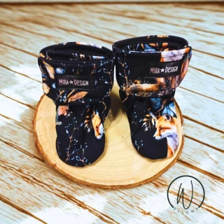 Capáčky softshell/fleece-liška modré listy