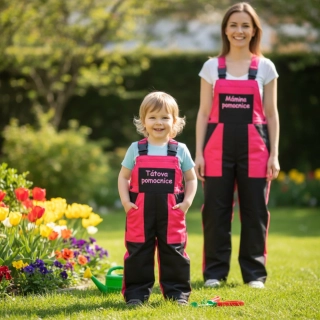 Montérky klasik purpurová/černá -s potiskem