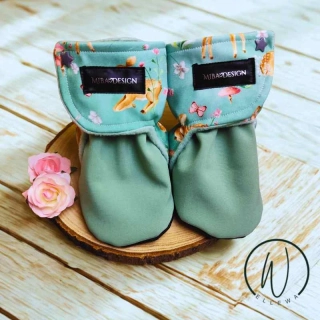 Capáčky softshell/fleece-zvířátka mint