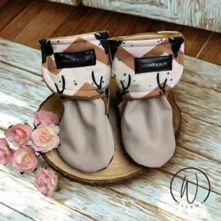 Capáčky Softshell/fleece-cik cak jeleni