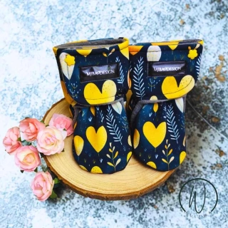 Capáčky softshell/fleece-srdíčka na modré