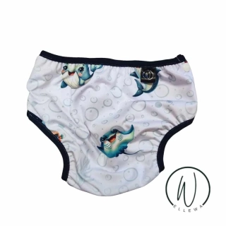 Baby plavky UPF50 - mořský svět na bílé