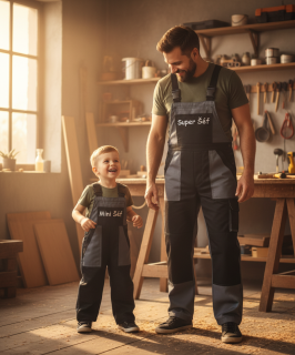 Montérky klasik šedá/černá - s potiskem