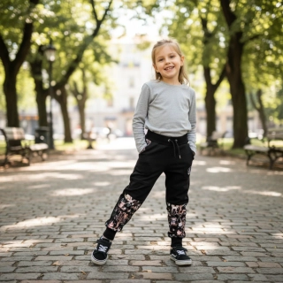 Softshellové kalhoty klasik -černá/zvířátka