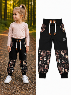 Softshellové kalhoty premium -černá/zvířátka