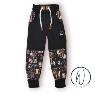 Softshellové kalhoty premium -černá/zvířátka