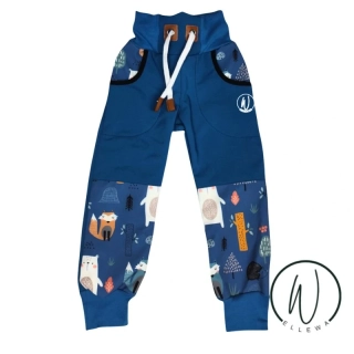 Softshellové kalhoty Premium -Petrolej/medvědi