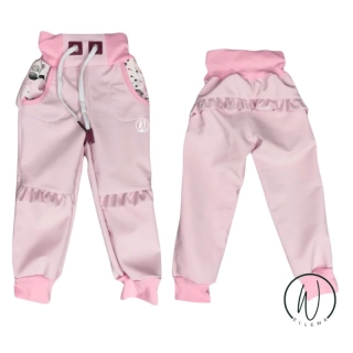 Softshellové kalhoty Premium -světle růžová + volánky a květy