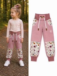 Softshellové kalhoty Premium-starorůžová/kvítí