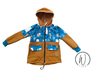 Softshell kabátek medvědi petolej/karamel