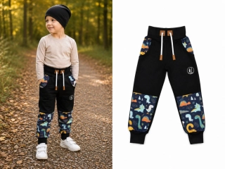 Softshellové kalhoty Premium-černá/modré dino