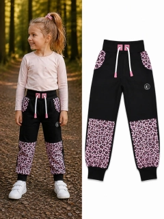 Softshellové kalhoty Premium -černá/růžový geopard